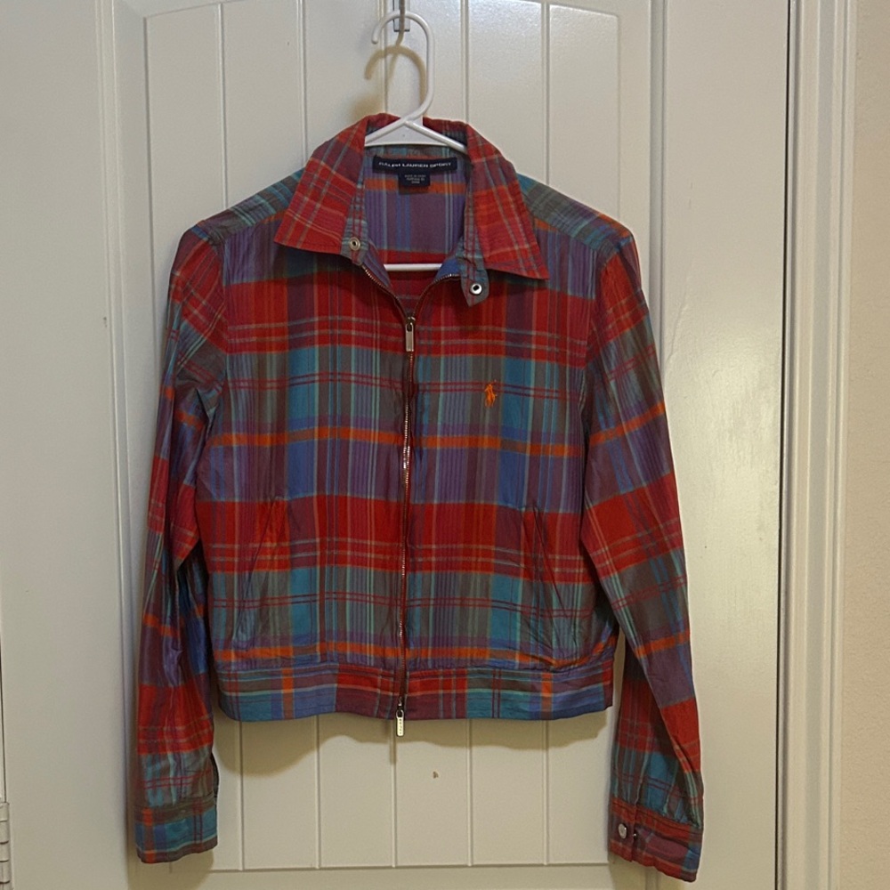 Ralph Lauren Sport Blue Label Silk Multicolor Plaid Jacket